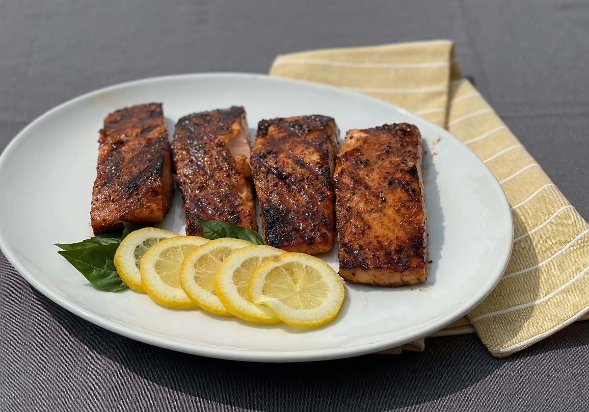 Raging River maple butter crusted salmon