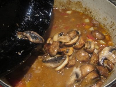 Add mushrooms to stew