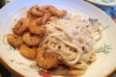 Shakin' the Tree Alfredo with Bayou-ish Shrimp
