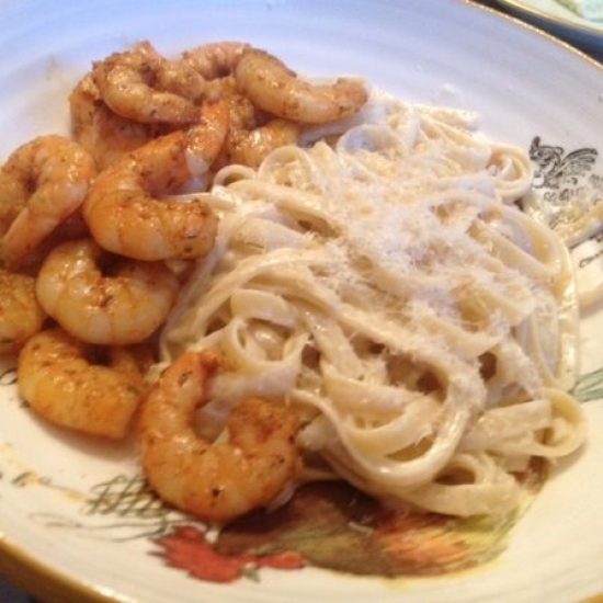 Shakin' the Tree Alfredo with Bayou-ish Shrimp
