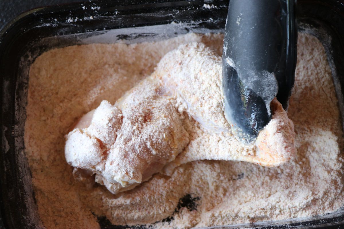 Dip wing in flour
