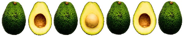 Row of avocados