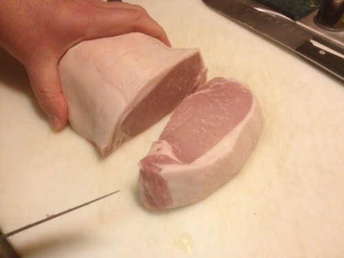 Cut pork loin into ‘steaks’