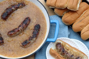 Beer-braised brats with IPA Hop seasoning