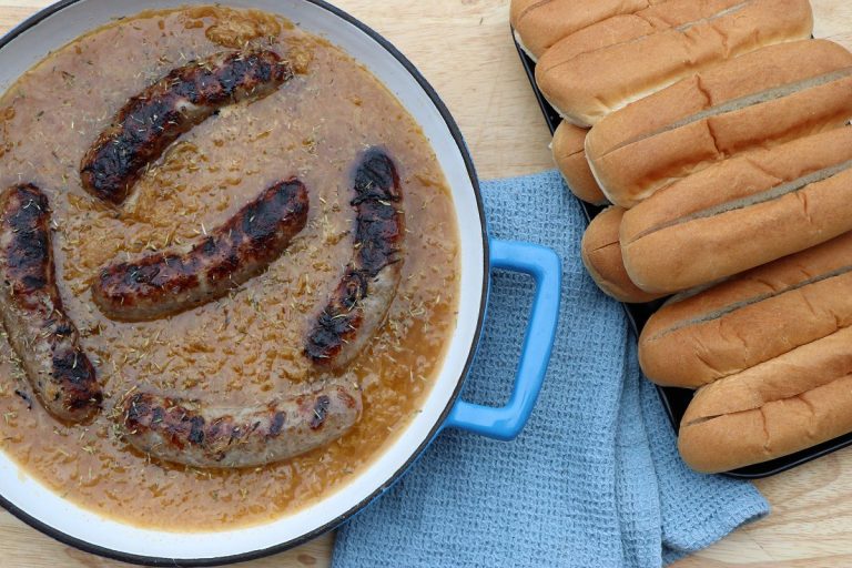 Serve while hot on buns with sauerkraut