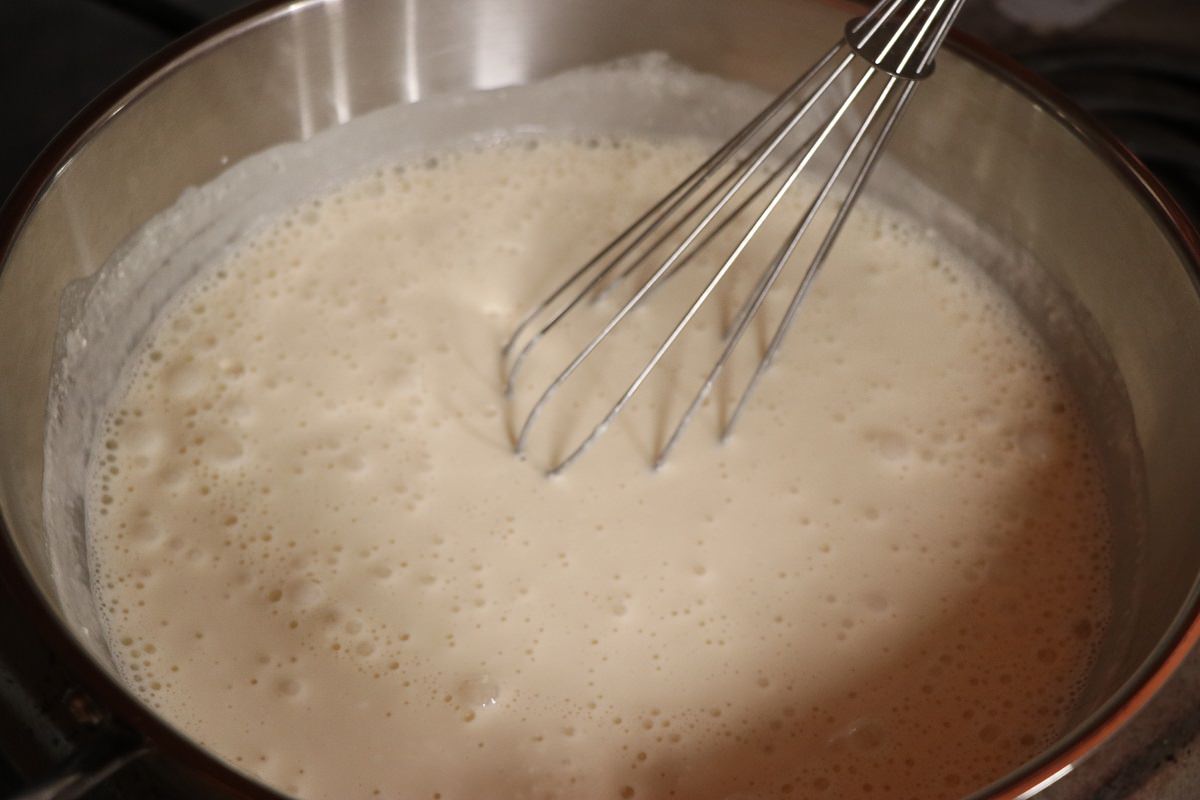 Whisk continuously until cream cheese is smooth