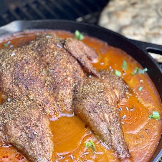 Smoked butter chicken with Dizzy Pig Bombay Curry-ish