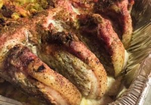 Bone in Pork Roast with Stuffing
