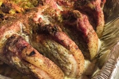 Bone in Pork Roast with Stuffing