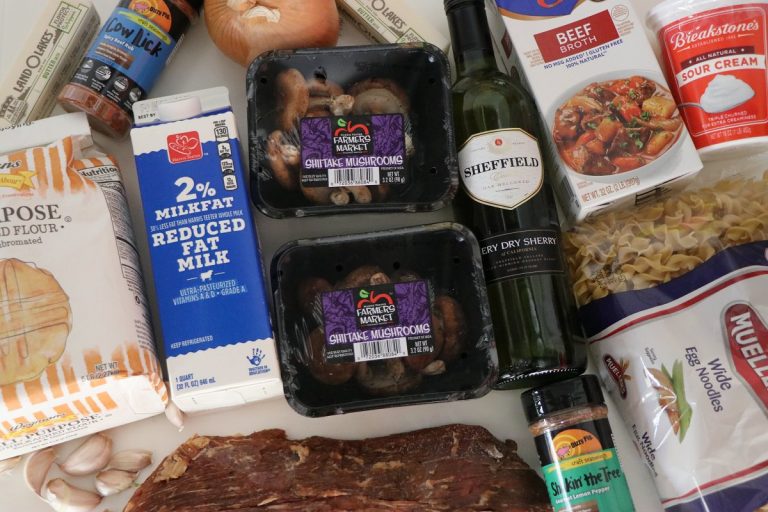 Ingredients to make Brisket and Shiitake Mushroom Stroganoff