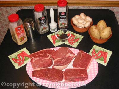 All ingredients for Cow Lick Grill seared steak