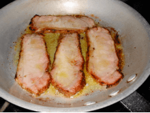Pan fried breakfast bacon