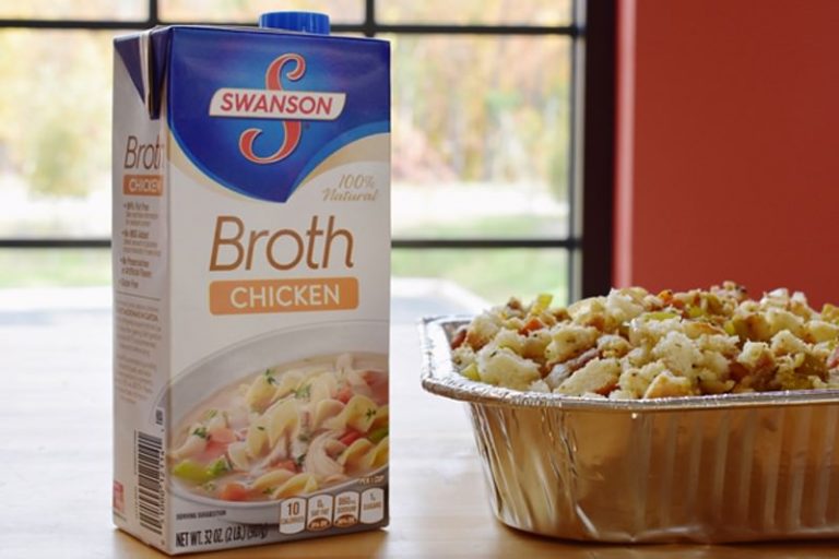 Pour broth over the mixture until the bread is moist