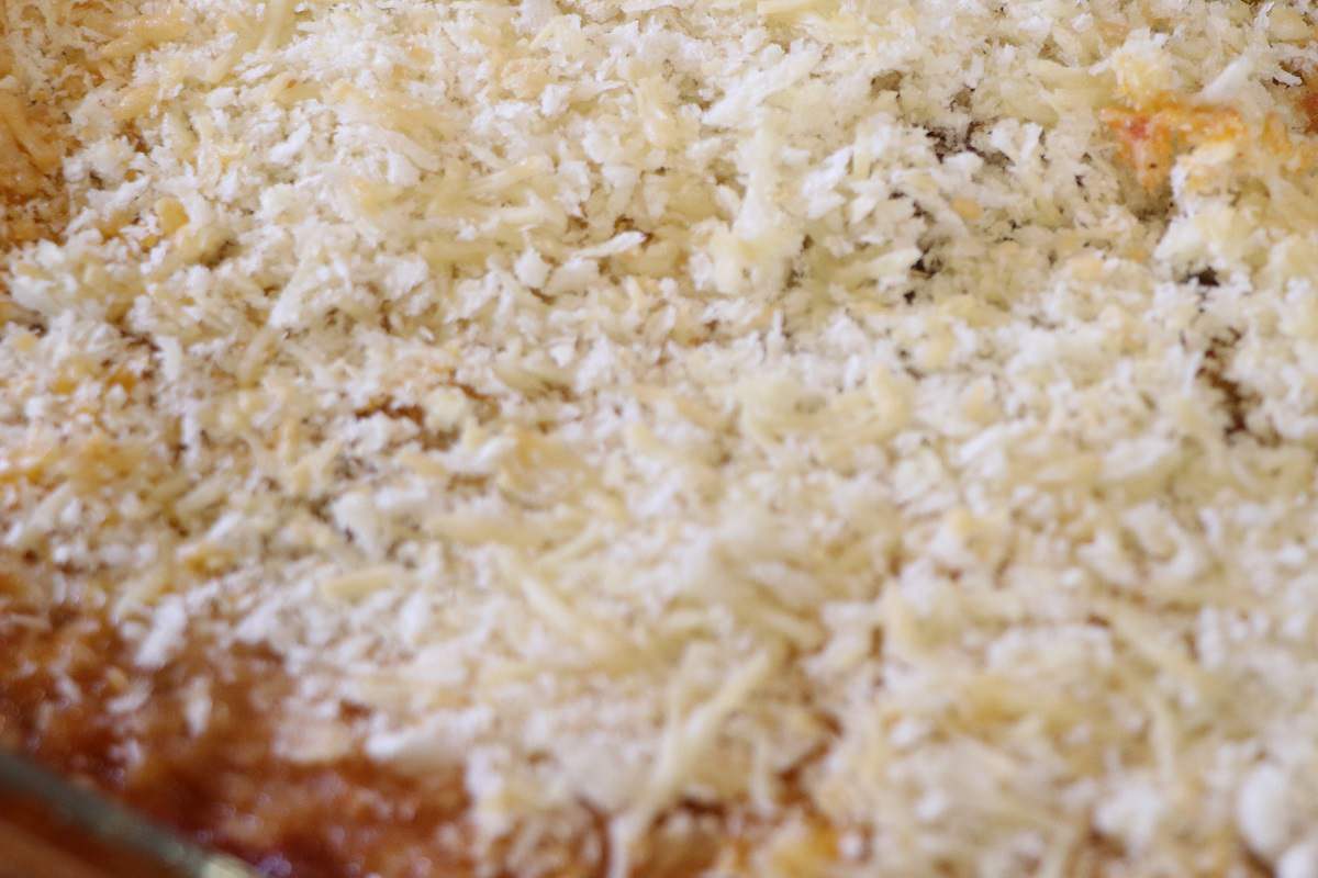 Sprinkle panko cheese mixture on top of parmesan