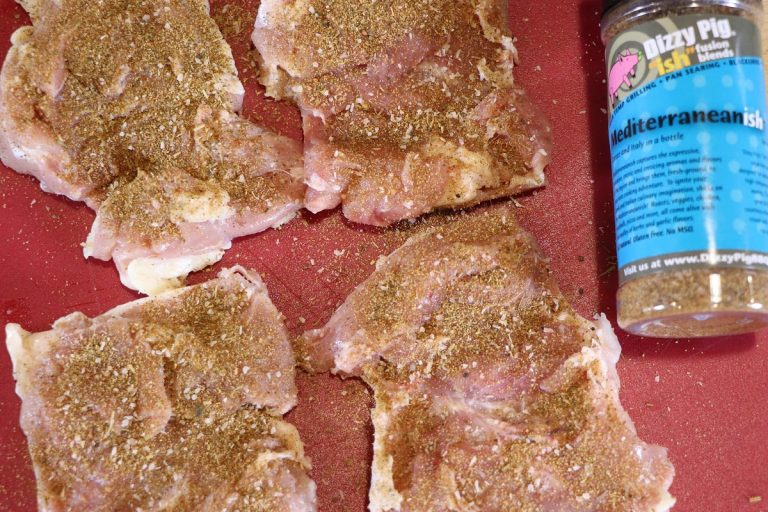 Trim chicken, then season liberally with Mediterranean-ish