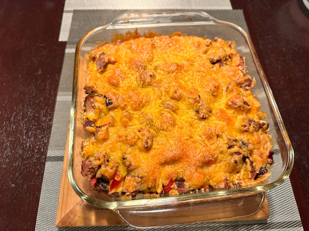 Bake casserole until cheese is bubbly and lightly browned