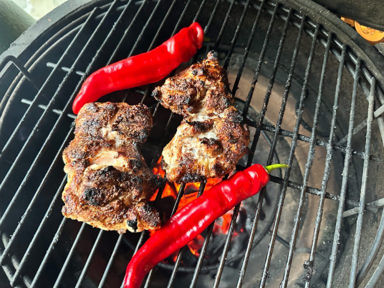 Grill chicken until brown