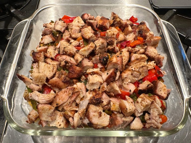 Layer on cubed chicken