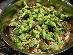 Add broccoli to the mushrooms
