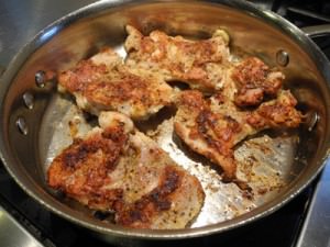 Brown chicken on med-high to high heat until well browned