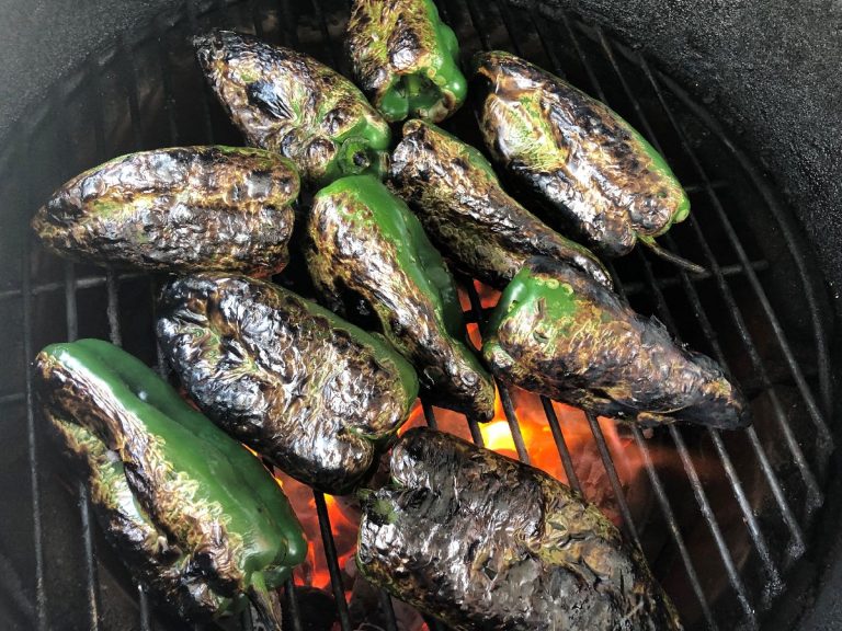 Char poblanos until blackened