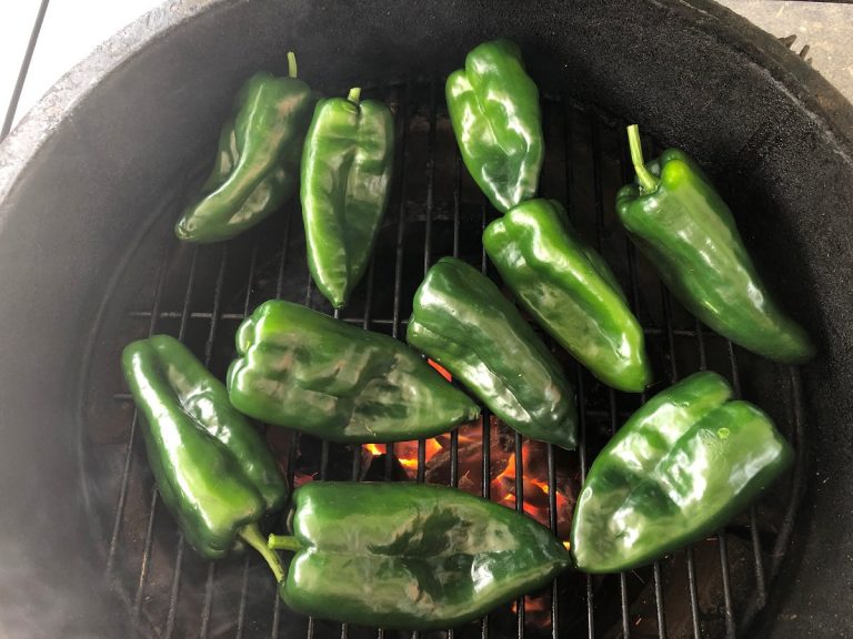 Char poblano chiles