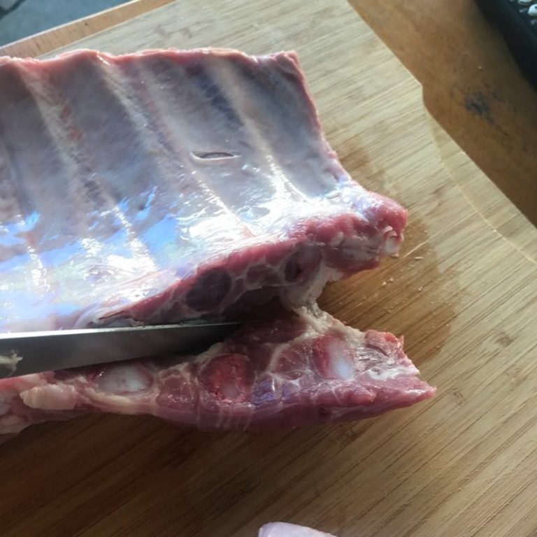 If desired, trim cartilage to the end of the rib bone