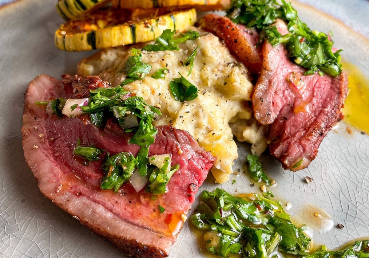 Recipe image for Coulotte Steak with Smoked Mash Potatoes & Delicata Squash