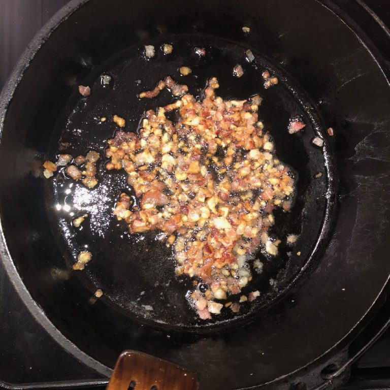 Cook bacon until crispy