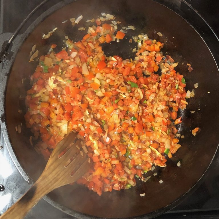 Add rest of vegetables, salt and Dizzy Pig SPG Chilies seasoning