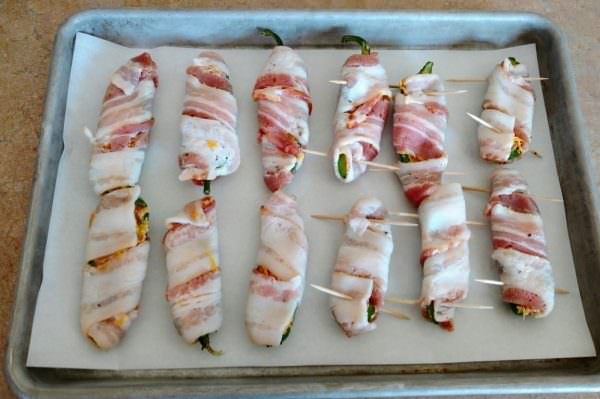 Wrap each tightly with half slice of bacon. Toothpicks are optional