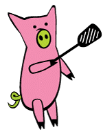 Dizzy Pig mascot with spatula