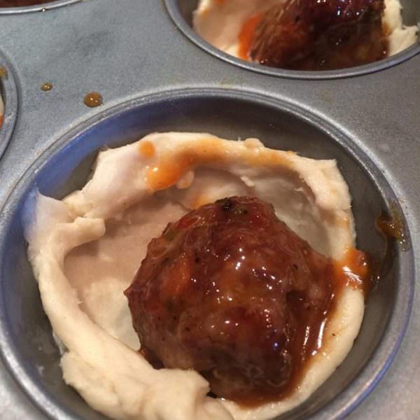 Put one meatball into each crescent dough cup