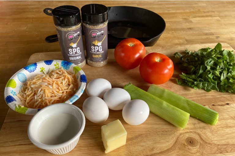 Ingredients for Tomato, Leek and Spinach Frittata