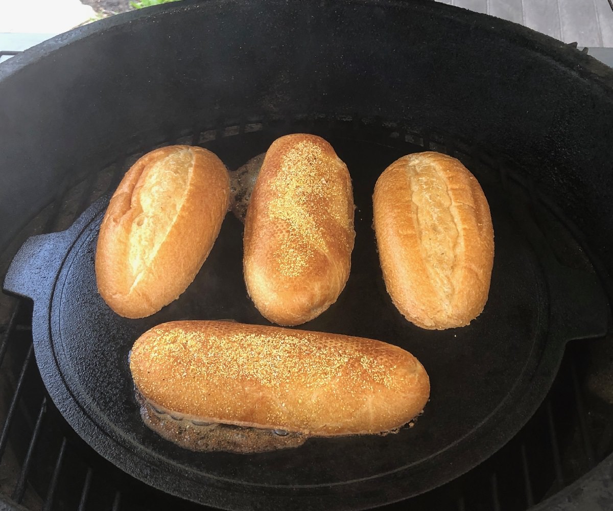 Toast rolls cut side down