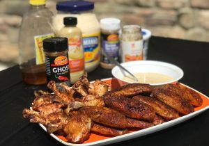 Ghost Wings with creamy maple apricot dijon dipping sauce