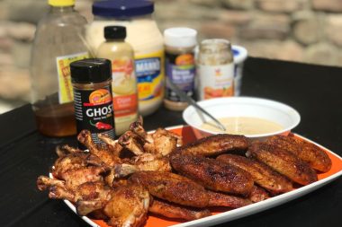 Ghost Wings with creamy maple apricot dijon dipping sauce