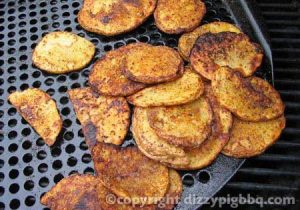 Golden brown potato slices