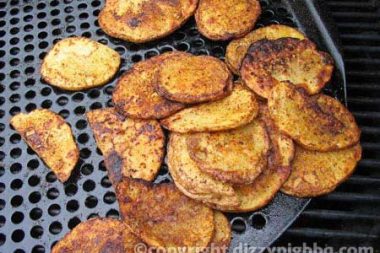 Golden brown potato slices