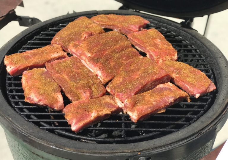 Grill ribs over a medium-hot fire