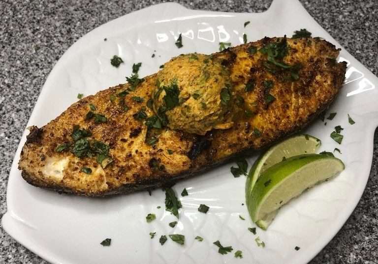 Grilled Halibut Steaks with Curry ish Lime Butter