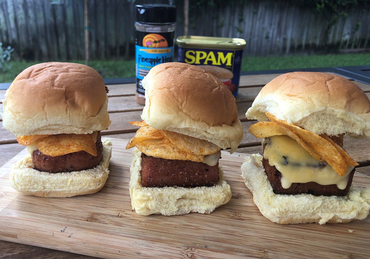 Grilled Spam Sliders with Pineapple Head