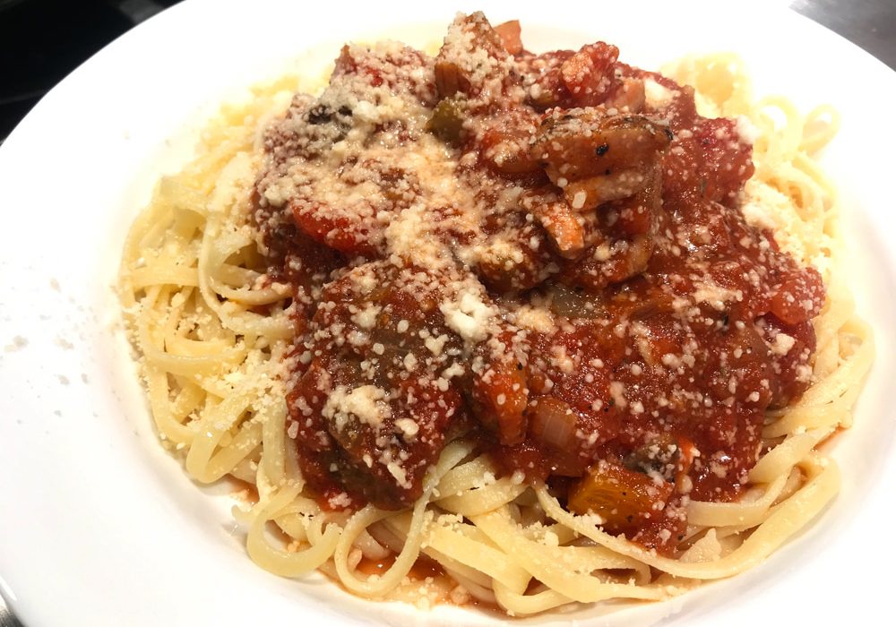 Grilled chicken spaghetti recipe image