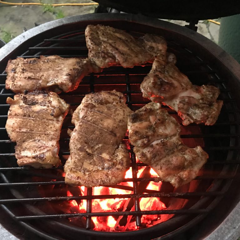 Grill thighs until browned on both sides