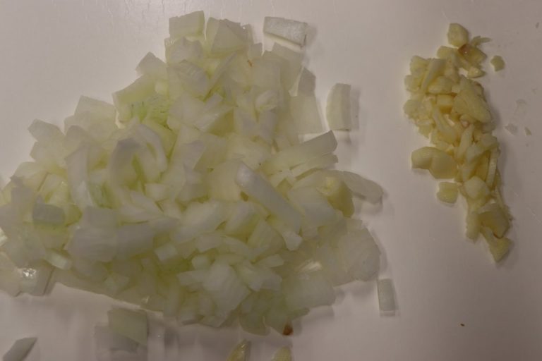 Diced onions and garlic