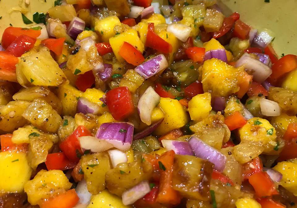 Grilled pineapple and mango salsa