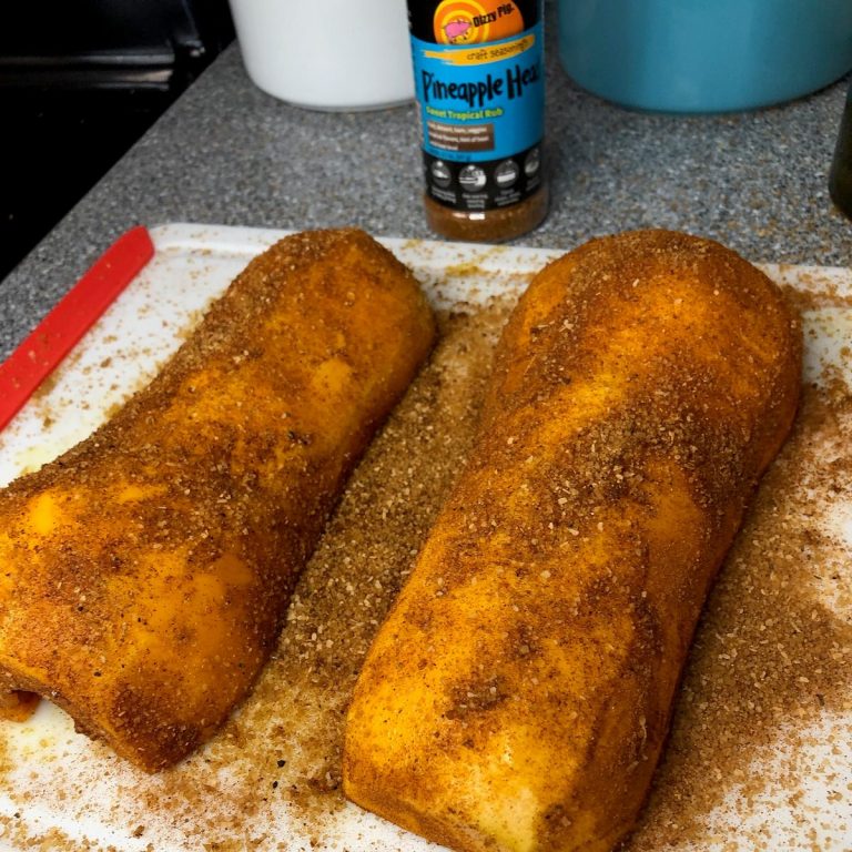 Season liberally with Dizzy Pig Pineapple Head seasoning