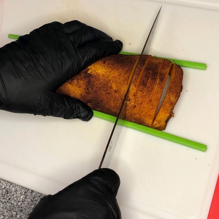 Use a chopstick as a guide for cutting