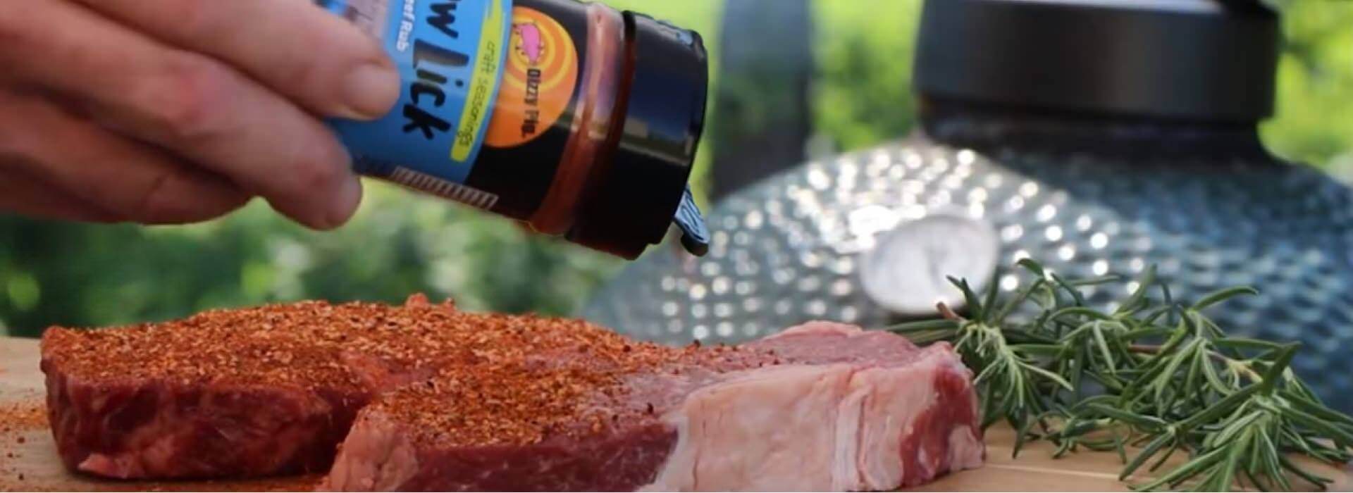 Shaking Dizzy Pig Cow Lick on steak