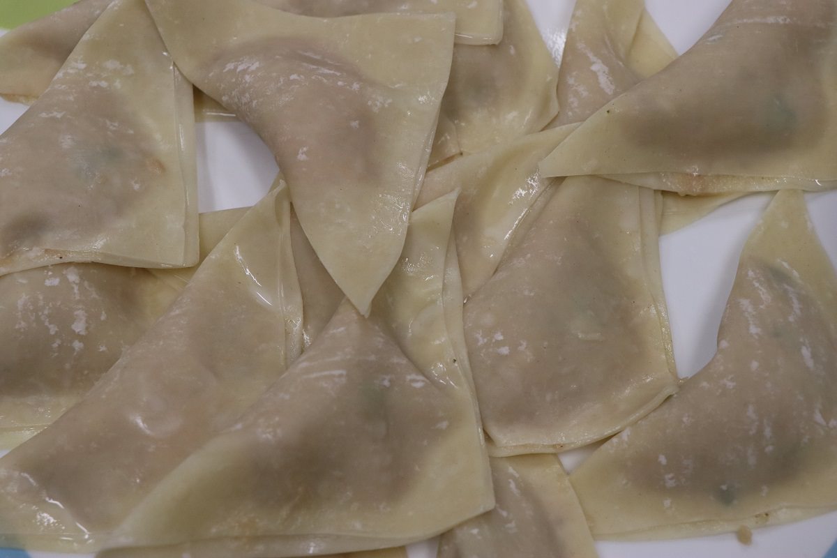 All wontons are wrapped